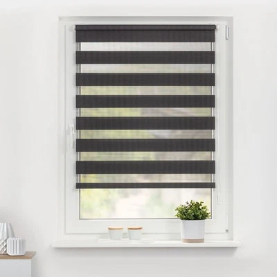 Doppelrollo Tür Fenster Klemm Duo Rollo ohne Bohren Seitenzug blickdicht - Bild 1 von 4