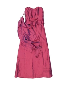 HILARY MORGAN Womens Strapless Corset Dress UK 12 Medium Burgundy Floral TL10 - Picture 1 of 4