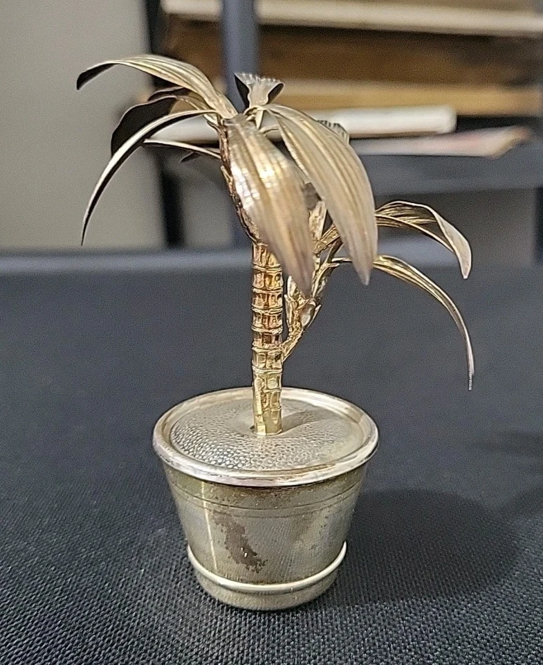 Antique 800 Sterling Silver Miniature Palm Tree Plant Medusa Oro Arezzo Italy Foto 1 de 4