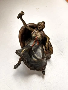 Bergmann Stil Österreich Wien Bronze Miniatur Akt Frau Sitz im Stuhl um 1900 - Bild 1 von 9