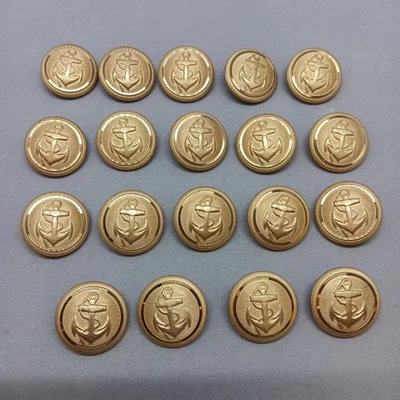 Vintage Brass Navy Style Merchant Marine Anchor Buttons 23 mm (Set of 19) - Image 1 of 3