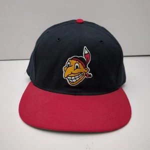 Vintage Cleveland Indians hat 7 1/4 Chief Wahoo Authentic Roman Fitted Cap - Picture 1 of 5