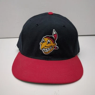 Vintage Cleveland Indians hat 7 1/4 Chief Wahoo Authentic Roman Fitted Cap - Image 1 of 4