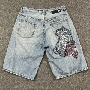 Ecko Unltd Jeans Shorts Mens 36 (Fits 33x13) Blue Baggy 100% Cotton Denim - Picture 1 of 15