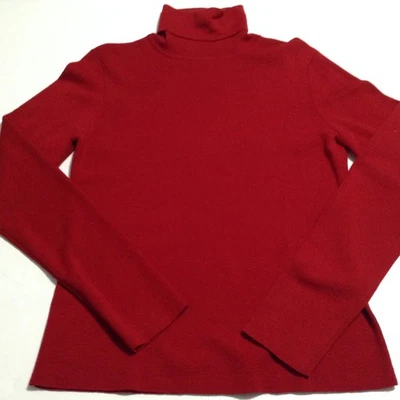 Brooks Brothers Sweater Womens Med 100% Merino Wool Red Turtleneck Italy Knit - Image 1 of 4