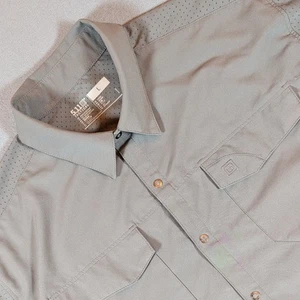 5.11 Tactical Men's Short Sleeve Button Down Shirt Gray Perforated Vents Size L - Picture 1 of 8