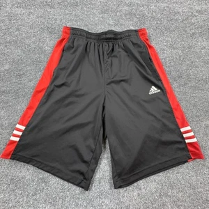 Adidas Climalite Athletic Shorts Mens Small Basketball Gym Striped Black Red - Picture 1 of 15