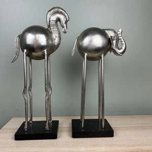 Vintage MCM Fat Horse & Elephant Metal Sculptures Art Tall Animal Figurines Home - Picture 1 of 12