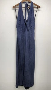 Somedays Lovin size Medium Women’s Blue Halter Neck Tie Front Wide Leg Jumpsuit - Picture 1 of 10
