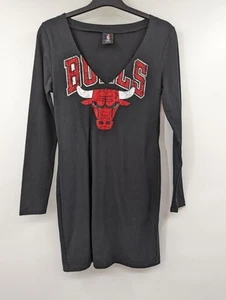 NBA Chicago Bulls Black dress V Neck Dress UK Small Big Graphic Print 1827 - Picture 1 of 6
