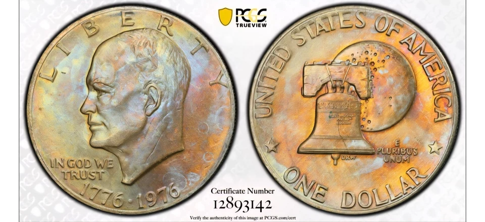 1976 P Type 2 Ike $1 Toned Toner Dollar PCGS MS64 TrueView - Image 1 of 1