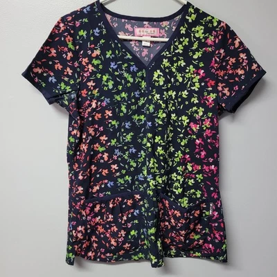 Топ Koi от Kathy Peterson с цветочным рисунком скраб женский размер маленький v-образным вырезом короткий рукав - Изображение 1 из 4