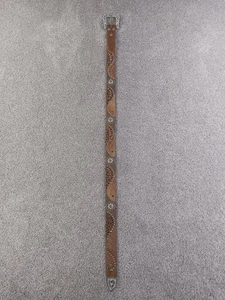 Nocona Cow Hair Metallic Diamond Concho Western Belt M 33"-37" Leather - Picture 1 of 15