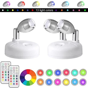 LED Wireless RGB Spotlight Battery Operated Downlight Wall Mounted Spot Light - Picture 1 of 12