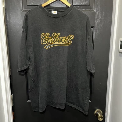 Camiseta vintage con logotipo deletreado de Carhartt talla XL negra 100 % algodón Foto 1 de 4