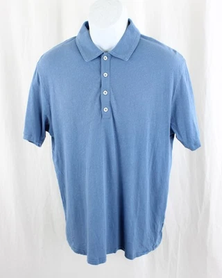 Camisa polo de manga corta Rag & Bone para hombre azul lino mezcla algodón talla mediana Foto 1 de 4