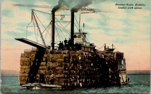 Paddelraddampfer Kate Robbins beladen mit Baumwolle - Postkarte KOSTENLOSER VERSAND - Bild 1 von 3