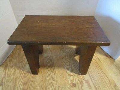 Reposapiés artesanal de madera maciza vintage escalón planta soporte granja firmado 16" W Foto 1 de 4