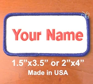 Individuell gestickter Namensaufnäher Stickerei Namensschild Motorrad Abzeichen weiß/royal - Bild 1 von 5