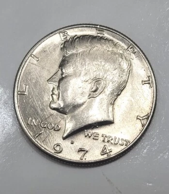 Medio dólar Kennedy 1974-D Ddo - troquel usado (varias grietas) Foto 1 de 4