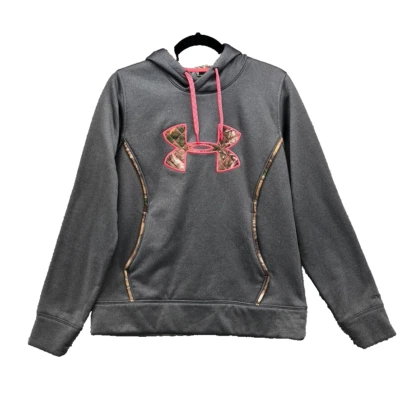 Sudadera con capucha Under Armour Storm para mujer gris medio bosque camuflaje acogedora Foto 1 de 4