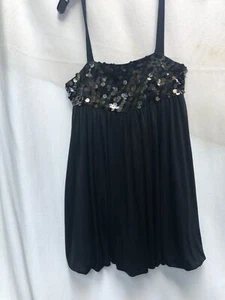 Alice + Olivia Womens Dress Small Black Silk Sequins Strap Ballon Evening Party  - Picture 1 of 11