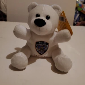 NYPD Plush Bear With Tag 5" White Vintage Read Description - Picture 1 of 10