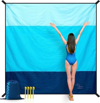 New! OCOOPA Diveblues Beach Blanket Sand proof 10'X 9' Fits 1-8 Adults Easy Pack