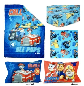 Paw Patrol 4 Piece Toddler Cot Bed Comforter Quilt & Sheet Set Boys Blue - Picture 1 of 4