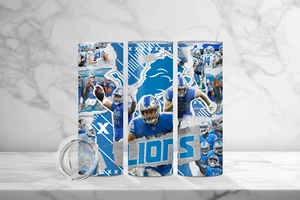 20oz Detroit Lions "Cutout Style" Insulated Tumbler with box, lid and straw - Picture 1 of 3
