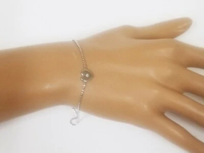 NEW MICHAEL KORS SILVER CHAIN,HEART CRYSTAL,MK LOGO 2 SIDED BRACELET MKJ3494 - Image 1 of 4