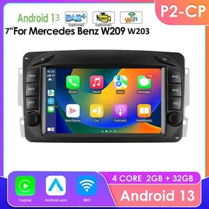Android 13 GPS Radio 2+32GB For MERCEDES BENZ C-W203 CLK-W209 CarPlay Stereo SWC - Foto 1 di 20