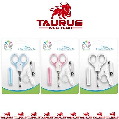 4x Pcs BABY MANICURE SET Nail Clippers Safety Scissors File Cover 0+M Toddler UK • 2.95£