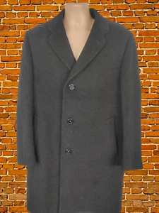 MENS DAKS VINTAGE CECIL P RAVEN XL LARGE BLACK OVERCOAT JACKET SINGLE BREASTED - Picture 1 of 6
