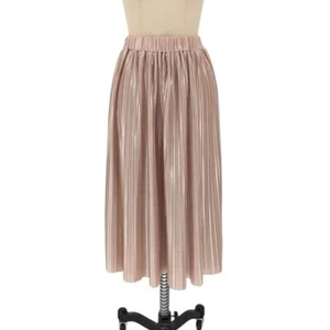Renvy Pleated Satin Midi Skirt Pink S preppy ballet coquette girl classic - Picture 1 of 5