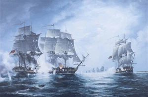 The Naval Battle of Flamborough Head Painting Canvas Print 35" John Paul Jones - Picture 1 of 1