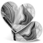 2 x Heart Stickers 15 cm - BW - Art Deco Marble Stone Effect #42424