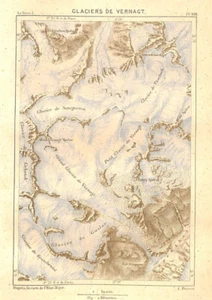 GLACIERS DE VERNAGO ( I ) CARTE GÉOGRAPHIQUE / MAP 1883 - Picture 1 of 1