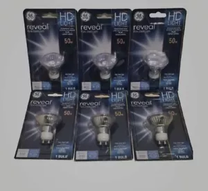 GE Reveal 50 Watt GU10 HD+ Indoor Flood Light Bulb -400 LUMENS (TOTAL 6 Bulbs) - Picture 1 of 2