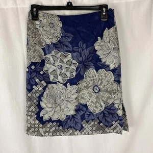 Gonna midi Talbots Petites seta floreale spacco laterale donna taglia 2 - Foto 1 di 12