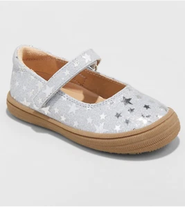 CAT & JACK KLEINKIND MÄDCHEN ANNABELLE METALLIC GLITZER ADJ STRAP MARY JANE, SILBER - Bild 1 von 4