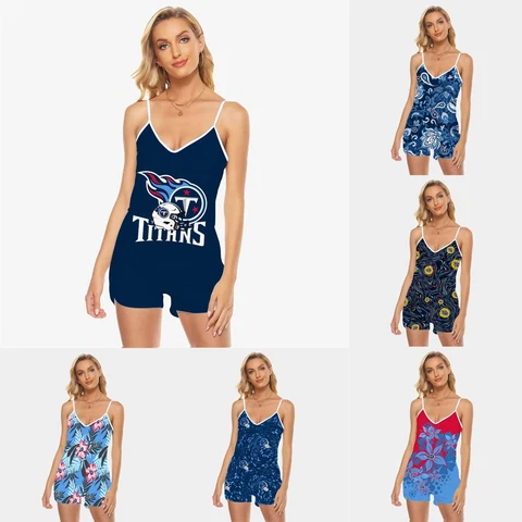 Tennessee Titans One Piece V-Neck Swimsuit Swim Tank Tops Rompers Jumpsuit Gift Cover