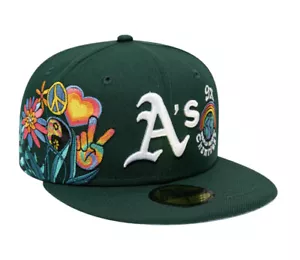 New Era Oakland Athletics Groovy Pack 59FIFTY Fitted Cap Green Size 7 5/8 - Picture 1 of 10