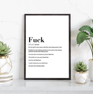 Fu.. Definition Wall Art Print Funny Minimal Poster Humour Quote Decor - Picture 1 of 8