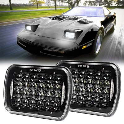 Par de faros LED alto/bajo con DRL para Chevrolet Corvette 1984-1996 DOT 5X7 7x6" Foto 1 de 4