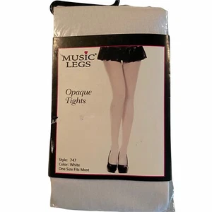 The Art of Stockings Music Legs Blickdichte Strumpfhose Weiß Neu - Bild 1 von 4