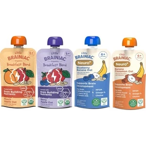 Brainiac Organic Fruit & Oat Toddler Food Snack Pouches 6+ Months, 3.5oz, 14 ct - Picture 1 of 6