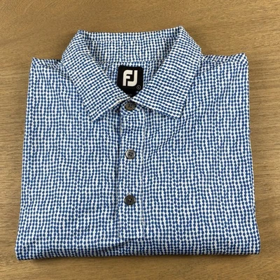 Footjoy Shirt Men’s L Geo Print Lisle Self Collar Polo Golf Performance Oakmont - Image 1 of 4