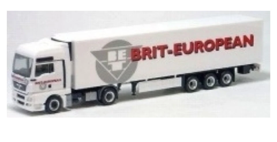 HERPA, MAN TGA con rimorchio centinato BRIT EUROPEAN, 1/87,  HER280384 - Immagine 1 di 1