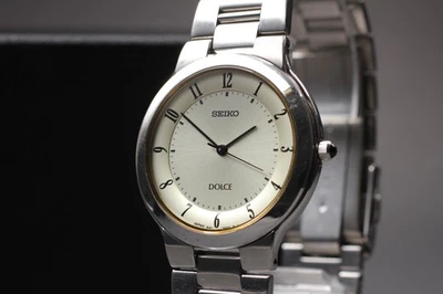 Vintage 1999 Exc+5 Seiko Dolce 8J41-6170 Steel Round HAQ Quartz Mens Watch JAPAN - Image 1 of 4